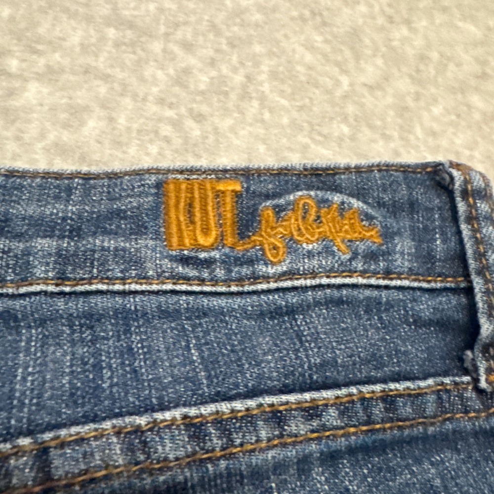 KUT from the Kloth Straight Leg Denim Jeans Blue Raw Hem Size 4 - Picture 13 of 15